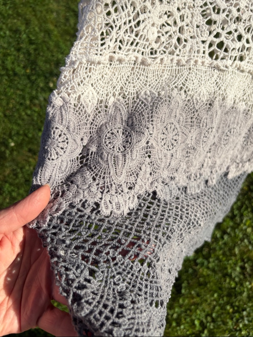 American Eagle Outfitters Crochet Ombre Tank Top - White & Gray - Picture 4 of 4
